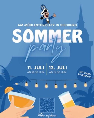 Herzlich willkommen zur Sommerparty der Siegburger Funken Blau-Weiss