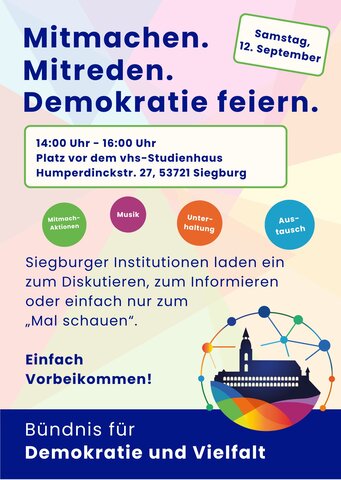 Ankündigungsplakat Siegburger „Tag der Demokratie“ 12.09.2026