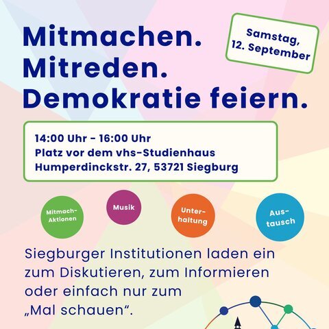 Ankündigungsplakat Siegburger „Tag der Demokratie“ 12.09.2026