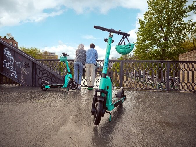 E-Tretroller-Scooter als Teil der Sharingfahrzeuge in Siegburg