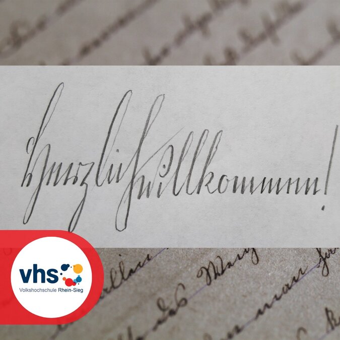 Schriftzug Herzlich willkommen in Kurrentschrift